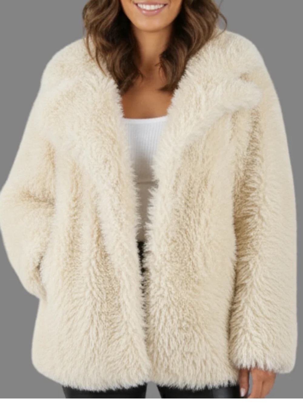 Love for Humanity Ivory Faux Fur Teddy Jacket, Size L, NWT